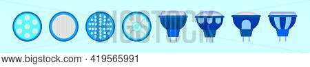 Set Of Light Blub Cartoon Icon Design Template With Various Models. Modern Vector Illustration Isola