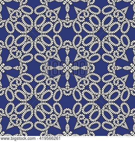 Ropes And Strings Seamless Pattern. Ethnic Ornamental Vector Background. Repeat Decorative Knitted O