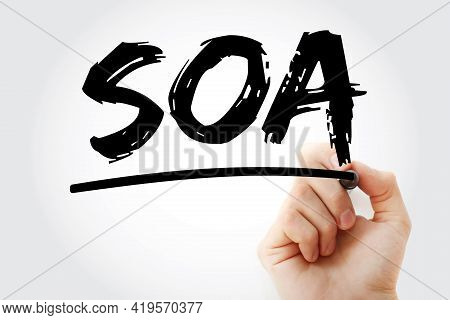 Soa - Service Oriented Architecture Acronym With Marker, Technology Concept Background