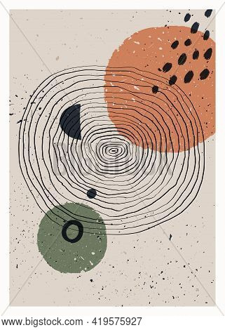 Abstract Art Minimalist Poster. Scandinavian Abstract Geometric Composition For Wall Decoration In N
