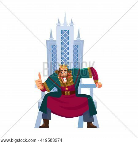 Happy, Contented King On The Throne, Showing Her Support And Respect To Someone. Body Language. I Li