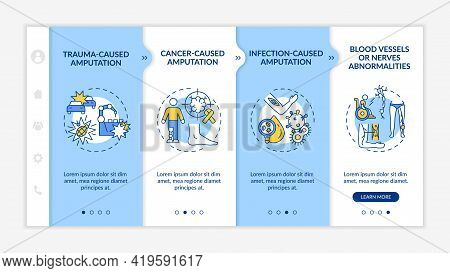 Amputated Limb Causes Onboarding Vector Template. Responsive Mobile Website With Icons. Web Page Wal
