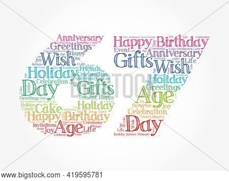 Happy 67th Birthday Word Cloud, Holiday Concept Background
