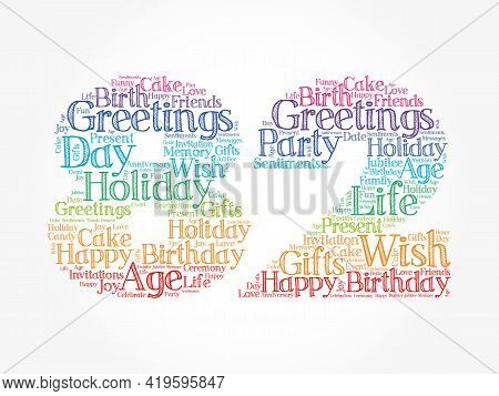 Happy 82nd Birthday Word Cloud, Holiday Concept Background