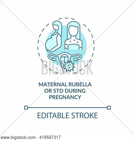 Maternal Rubella And Std During Pregnancy Concept Icon. Congenital Hearing Loss Idea Thin Line Illus
