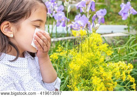 Seasonal Allergy In A Child. Coryza. Selective Focus.