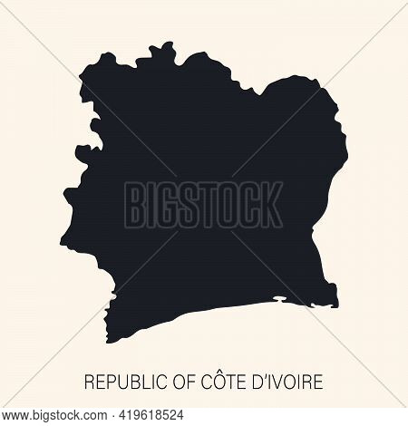 Highly Detailed Côte D'ivoire Map With Borders Isolated On Background. Simple Flat Icon Illustration