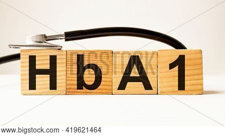 Word Hba1 On Wooden Blocks. Medical Concept . The Medicine