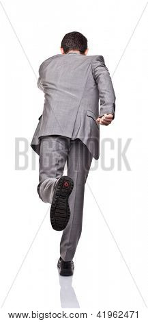 uomo d'affari in esecuzione isolato on white background
