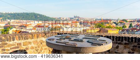 Prague, Czech Republic - May 21, 2020: Artistic Refief Map Of Prague At Lookout Point On Vysehrad. P