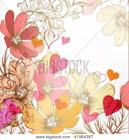 Söta Valentine pastellfärgade blommor Vintage bakgrund