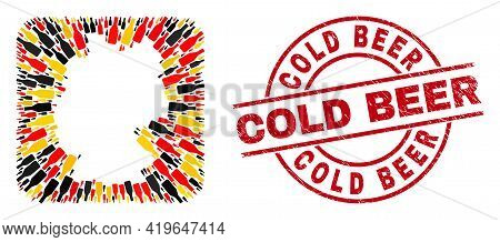 German Map Mosaic In Germany Flag Official Colors - Red, Yellow, Black, And Distress Cold Beer Red R