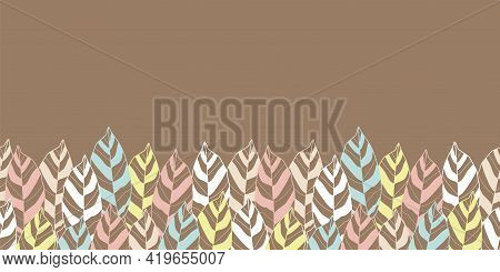 Vector Pastel Leaves Feathers Boho Repeat Pattern