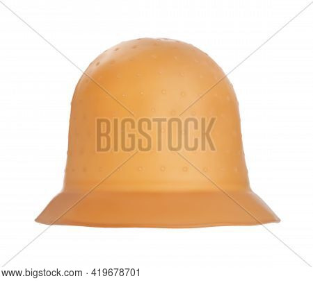Brown Rubber Shower Cap Isolated On White