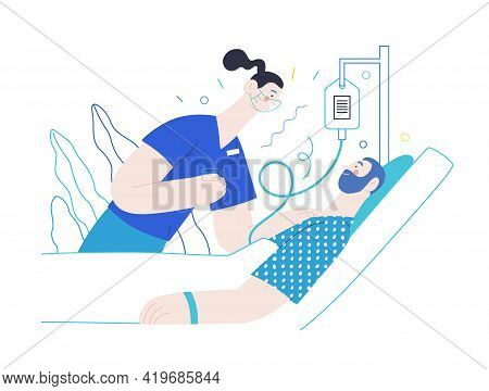 Nursing Care - Medical Insurance Illustration. Flat Vector