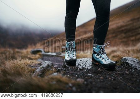Hiker at Buachaille Etive Beag in Scotland