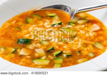 still ife of zucchini soup with rice
