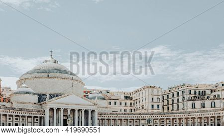 Piazza del Plebiscito, public square in central of Naples, Italy