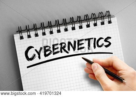 Cybernetics - Text On Notepad, Concept Background