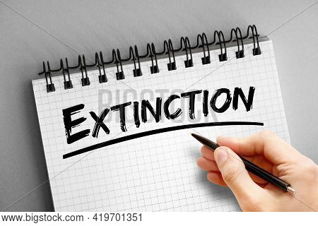 Extinction - Text On Notepad, Concept Background