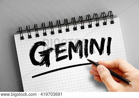 Gemini - Text On Notepad, Concept Background