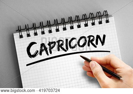 Capricorn - Text On Notepad, Concept Background