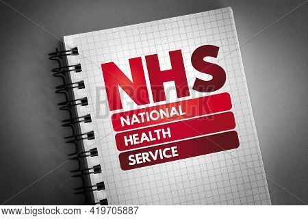 Nhs - National Health Service Acronym On Notepad, Medical Concept Background