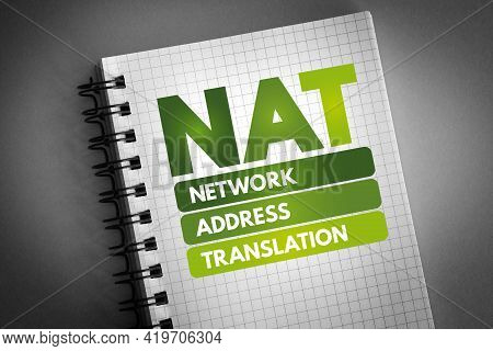 Nat - Network Address Translation Acronym On Notepad, Technology Concept Background