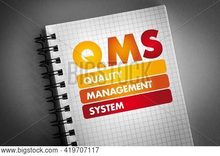 Qms - Quality Management System Acronym On Notepad, Business Concept Background