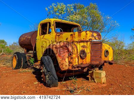 Tank Container Truck Of Battery Hill Mining Center, Tennant Creek In Northern Territory, Central Aus