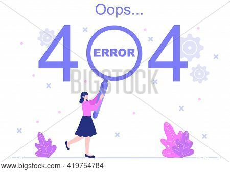 404 Error And Page Not Found Vector Illustration. Lost Connect Problem, Warning Sign, Or Site Breakd