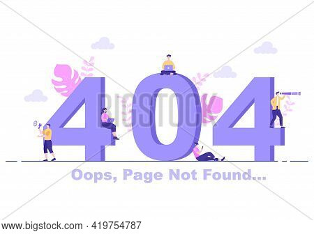 404 Error And Page Not Found Vector Illustration. Lost Connect Problem, Warning Sign, Or Site Breakd