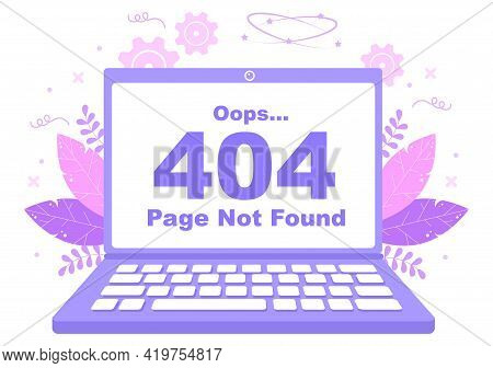 404 Error And Page Not Found Vector Illustration. Lost Connect Problem, Warning Sign, Or Site Breakd