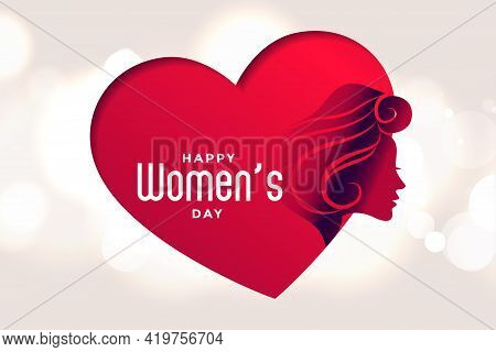 Happy Womens Day Beart And Face Poster Design