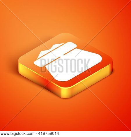 Isometric Full Sack Icon Isolated On Orange Background. Vector