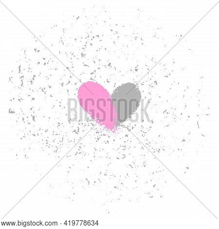 Grunge Heart. Heart Icon For Graphic Design. Grunge Heart Template. Valentines, Romantic And Love Sy