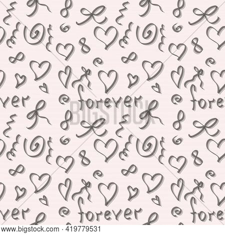 Hand-drawn Doodle Seamless Pattern Of Eternal Love Wedding Summer Theme