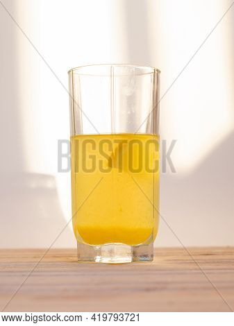 Morning Glass With Appelsine Juice Summer, Thirst.