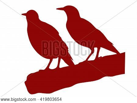 Two Birds At Sunset Night Sky Illustration
