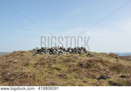 The Exposed Stones At The Top Of A Cairn Known As The Millers Grave On Midgley Moor In Calderdale We