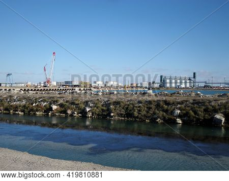 Grain Terminal In The Port Of Aktau. Kazakhstan. Mangistau Region. 15 October. 2019 Year.