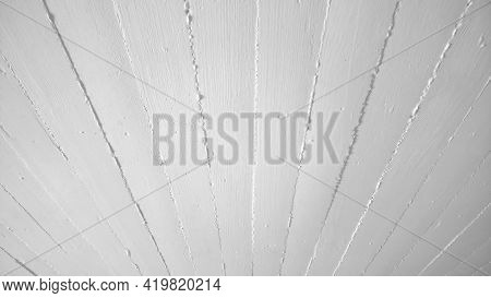 Textured White Painted Concrete Surface With Lines Formed By Casting Using Wooden Planks