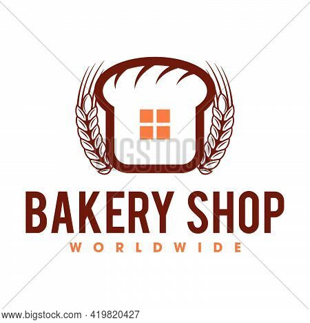 Bakery Bread Logo Template, Bread Shop House