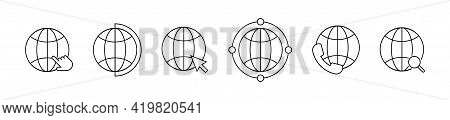 Globe Vector Line Icon Set. Simple Globe Icons Collection. Global Business Network. Technology Netwo