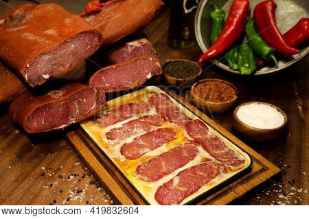 Delicious Food And Drink Preparet For Serving