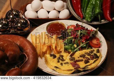 Delicious Food And Drink Preparet For Serving