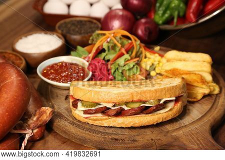 Delicious Food And Drink Preparet For Serving