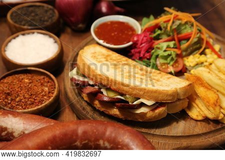 Delicious Food And Drink Preparet For Serving