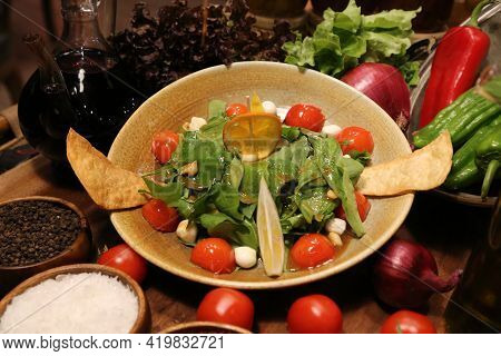 Delicious Food And Drink Preparet For Serving
