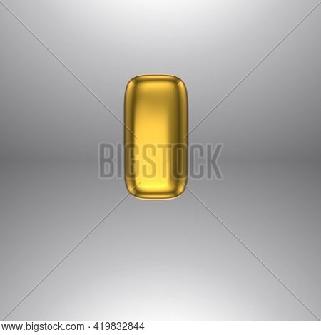 Gold Realistic 3d Rendering Hebrew Alphabet, Shiny Metallic Jewfish Symbols And Characters